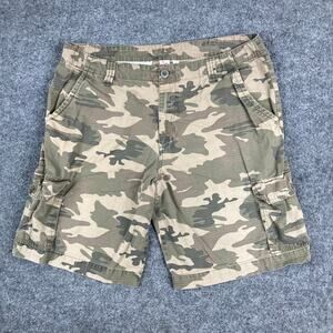Open Trails Shorts Mens Size 38 Camo Green Beige Cargo Outdoor Utility